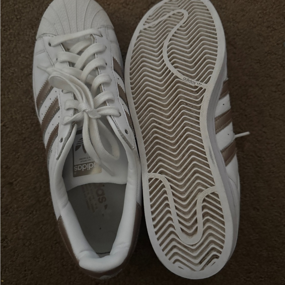 Adidas Men’s Superstar Leather White and Gold Sneakers